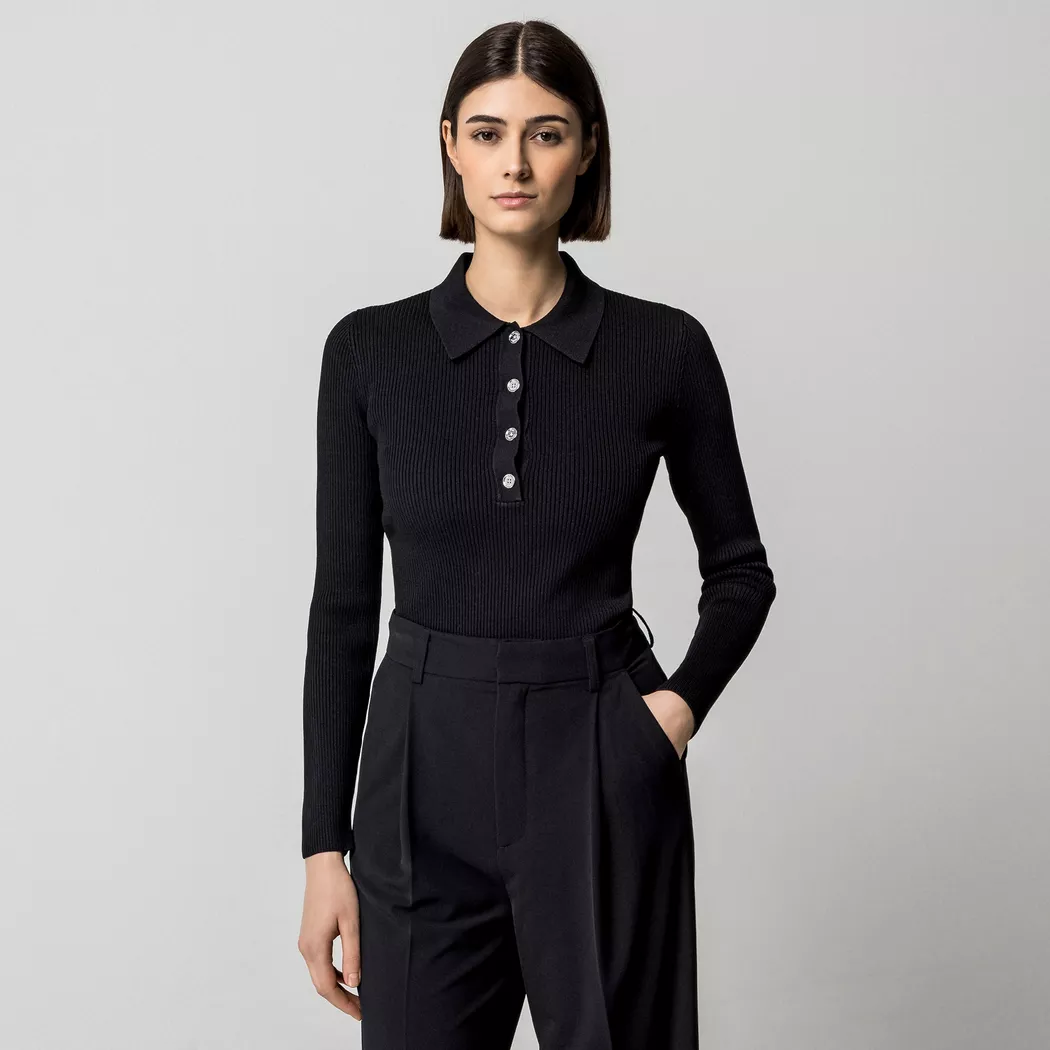 Michael Kors - Poloshirt, langarm, für Damen, Black, Größe M