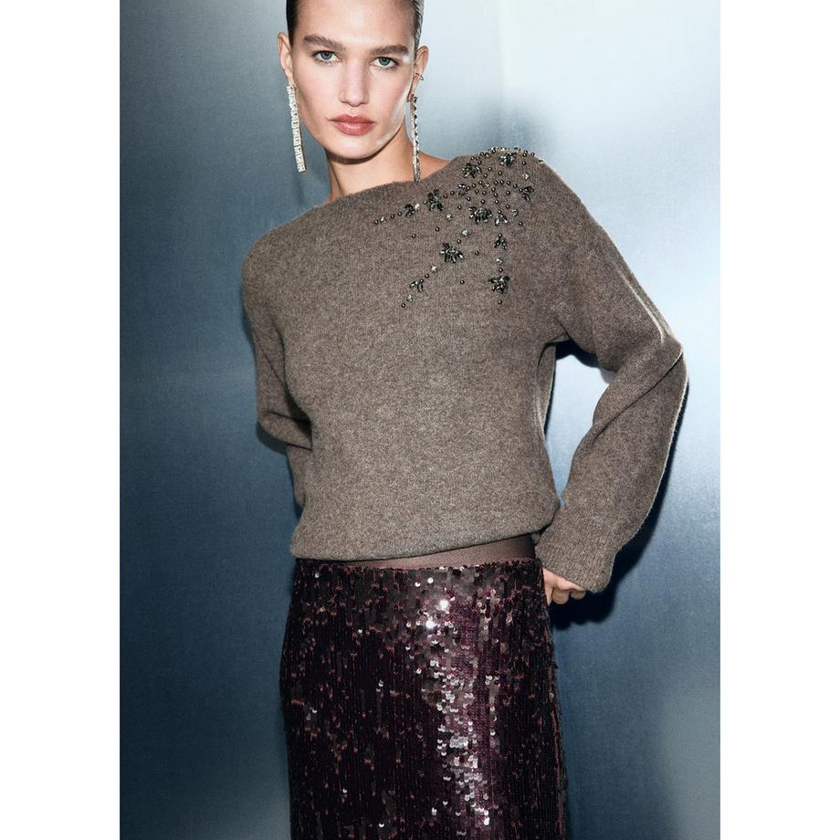 MANGO Garra Pullover mit Kristallsteinen  