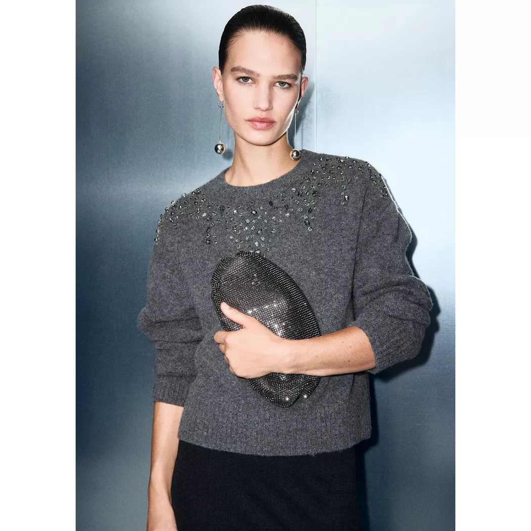 Mango - Pullover, für Damen, Dunkelgrau, Größe S