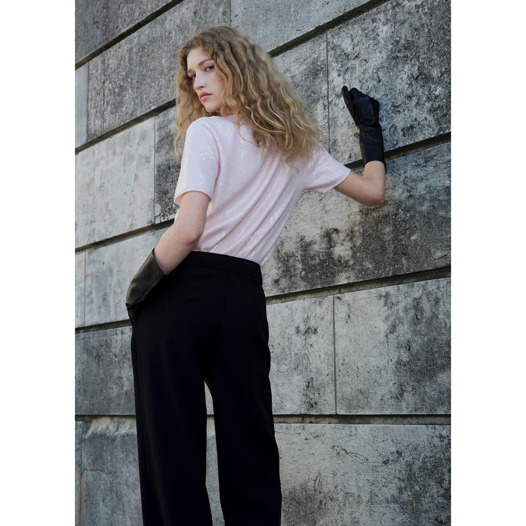 MANGO Spark Kurzarm Pailletten Pullover  