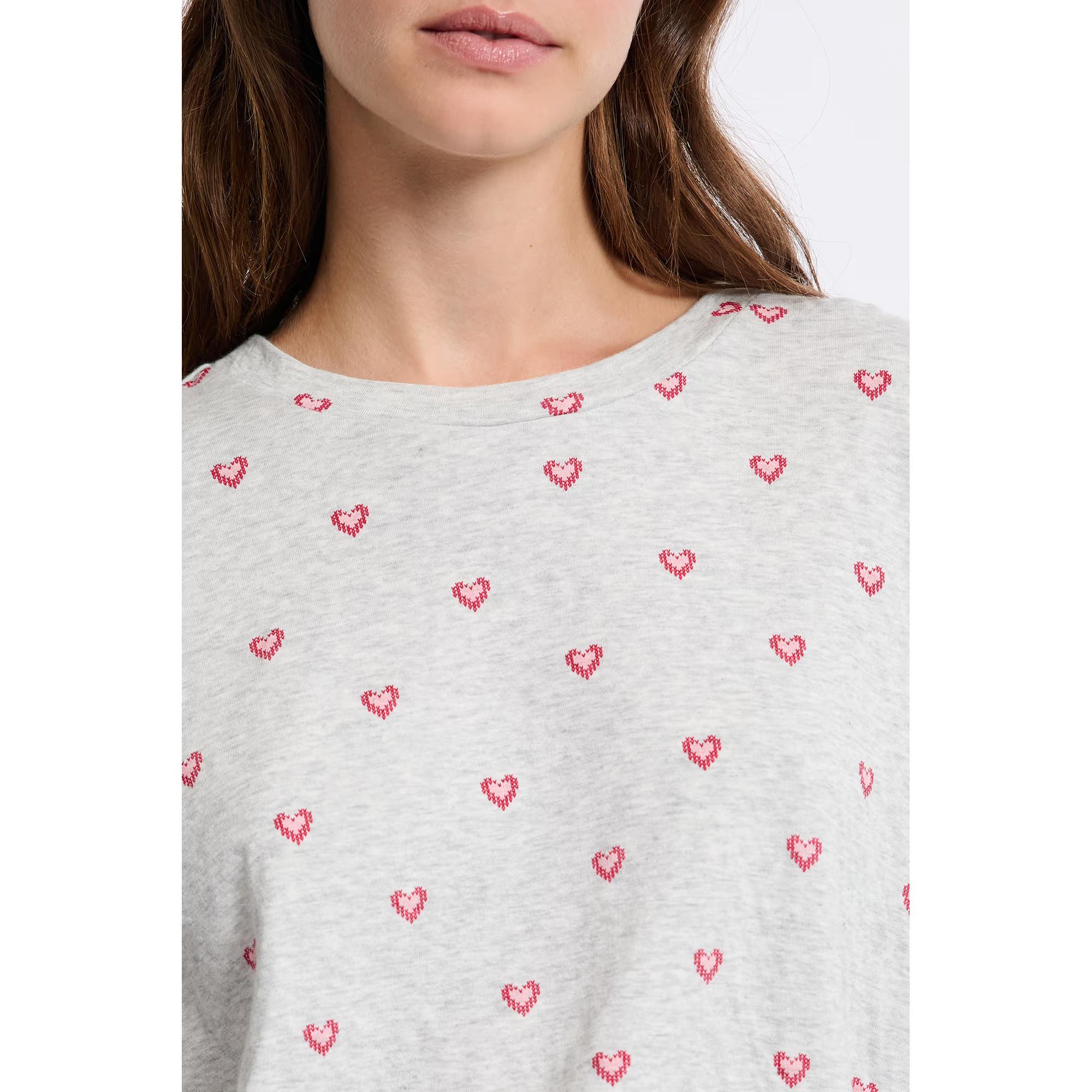 Etam T-shirt Imprimé Cœurs Manches Longues  