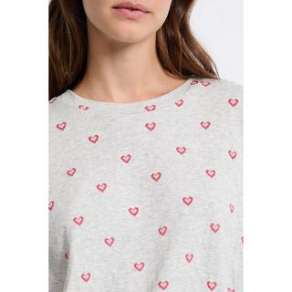 Etam T-shirt Imprimé Cœurs Manches Longues  