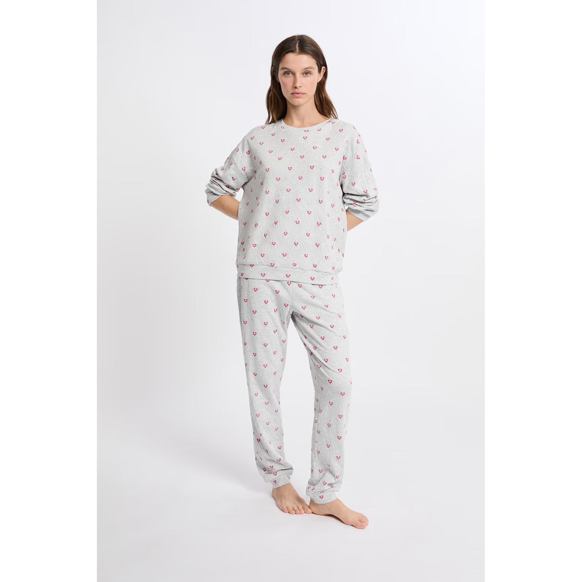 Etam T-shirt Imprimé Cœurs Manches Longues  