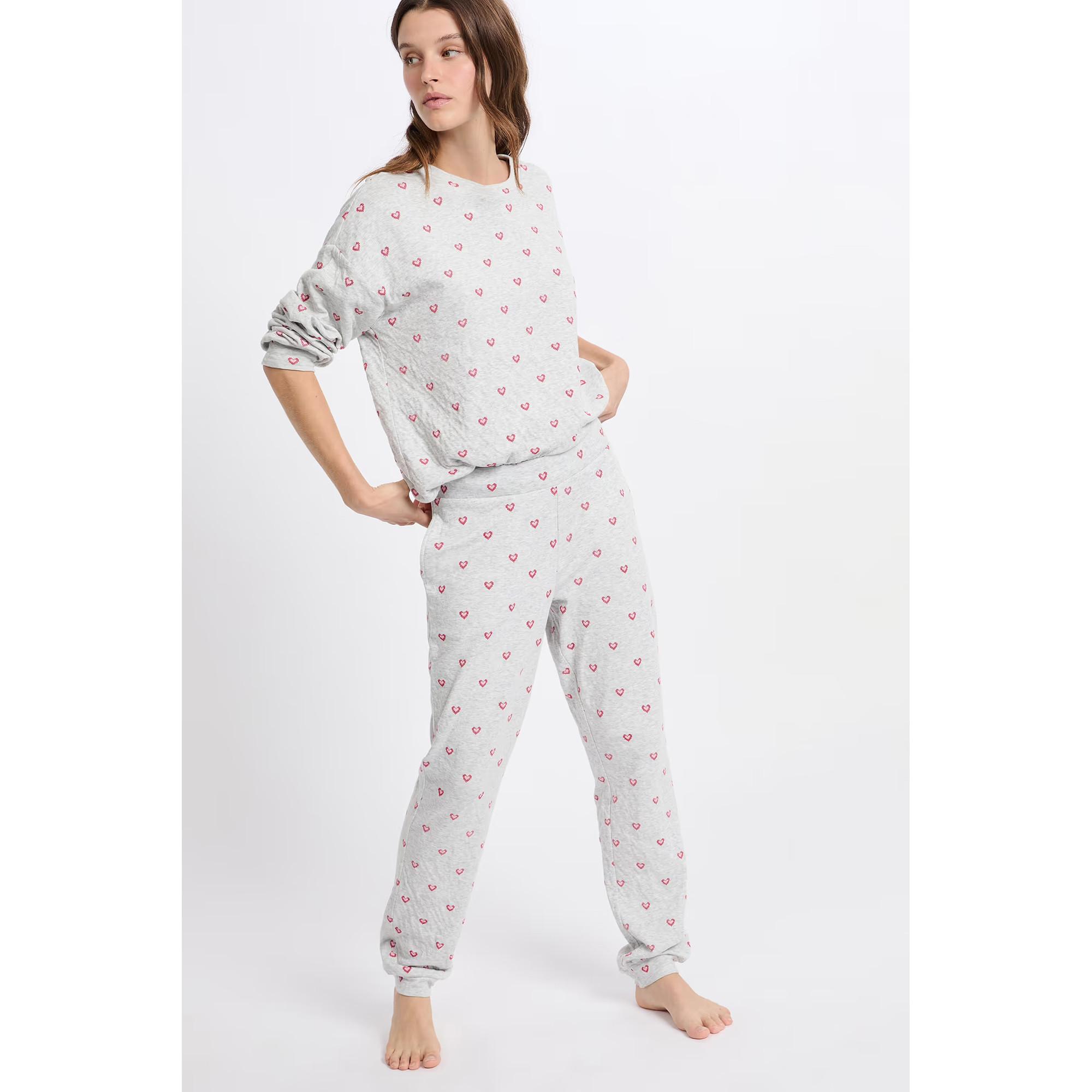 Etam Pantaloni Pigiama Lunghi con Stampa Cuori  