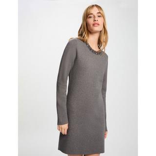 MORGAN Langarm Mini Strickkleid mit verziertem Ausschnitt  