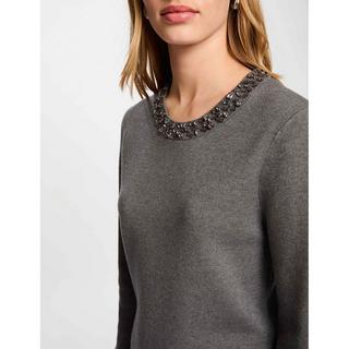 MORGAN Langarm Mini Strickkleid mit verziertem Ausschnitt  