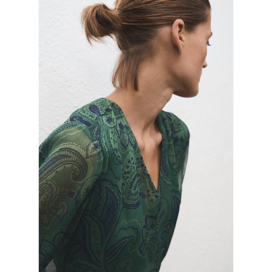 MANGO DIVINE Geblümtes Hemdblusenkleid mit Gürtel  