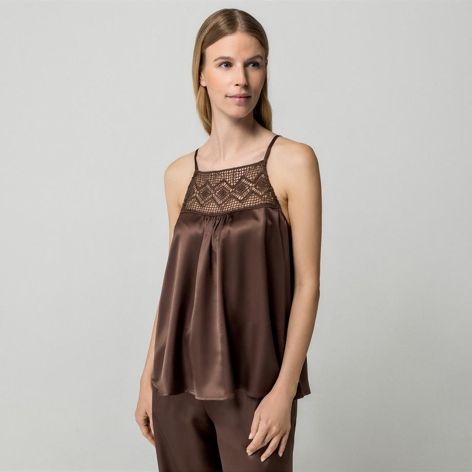 Manor Woman Top en satin avec dentelle  