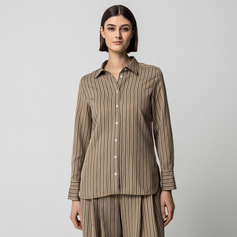 Marella MLLFOLK Camicetta a Maniche Lunghe a Righe  