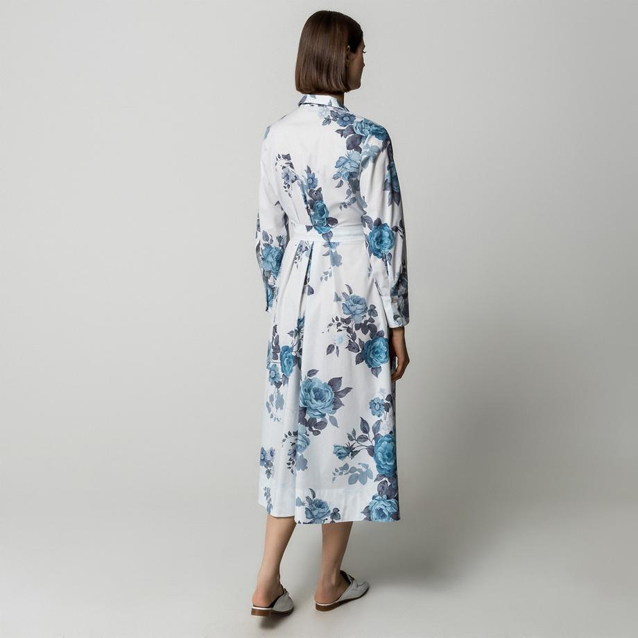 Marella Formica Geblümtes Langarm Midi Hemdblusenkleid  