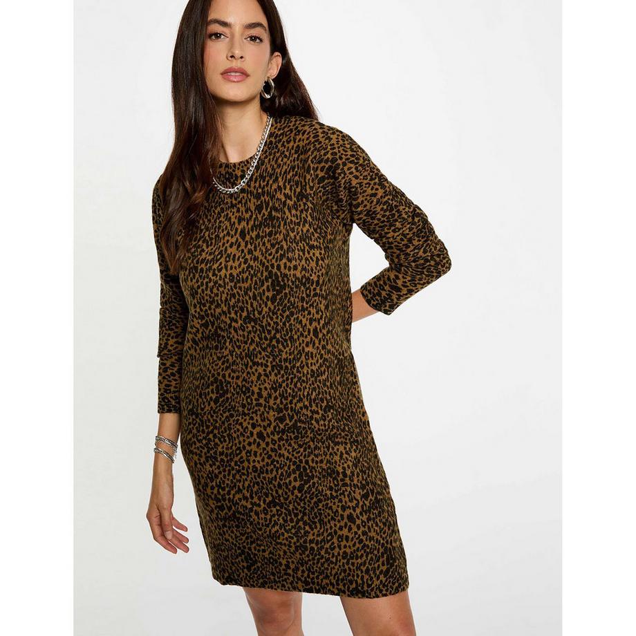 MORGAN Vestito Mini Maniche Lunghe Stampa Leopardata  