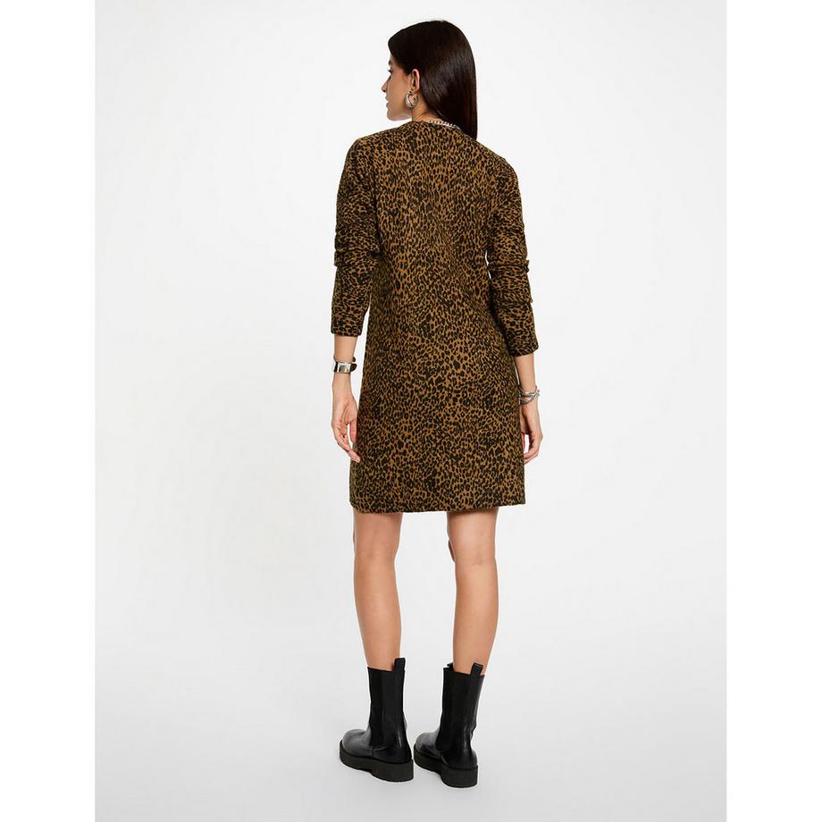 MORGAN Vestito Mini Maniche Lunghe Stampa Leopardata  