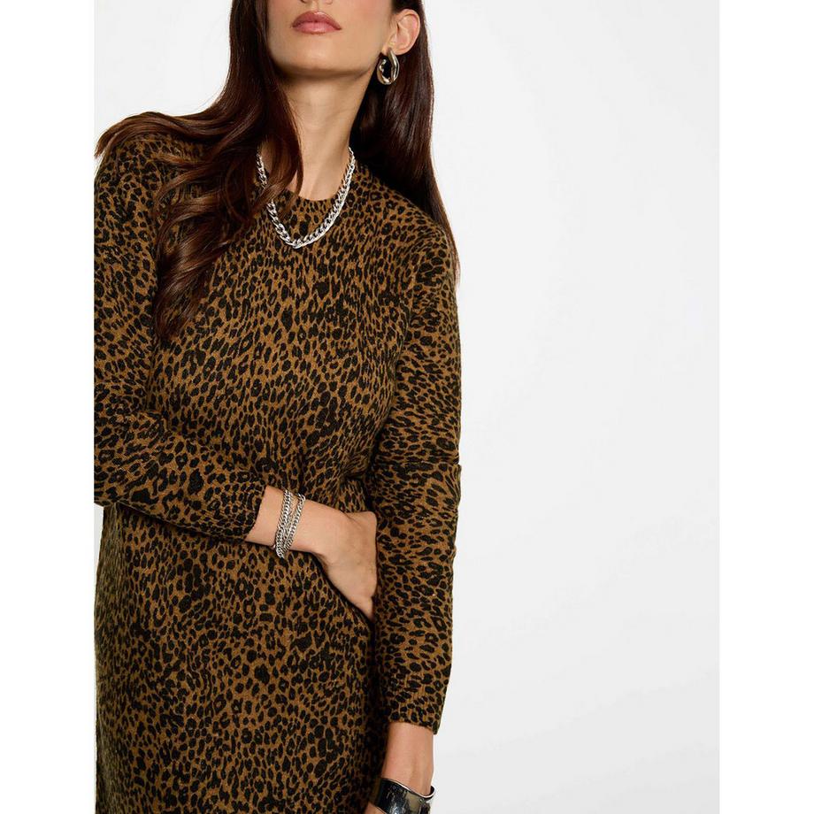 MORGAN Vestito Mini Maniche Lunghe Stampa Leopardata  