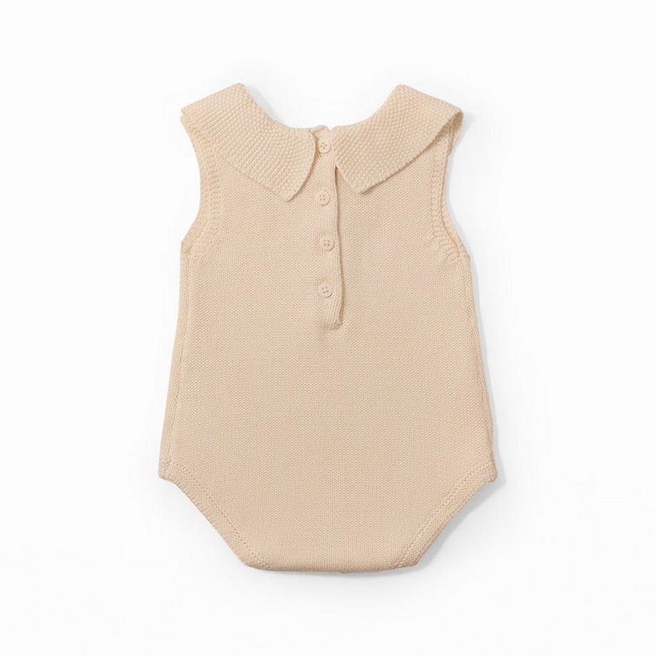 Sfera Gestrickter ärmelloser Jumpsuit Blumenstickerei  