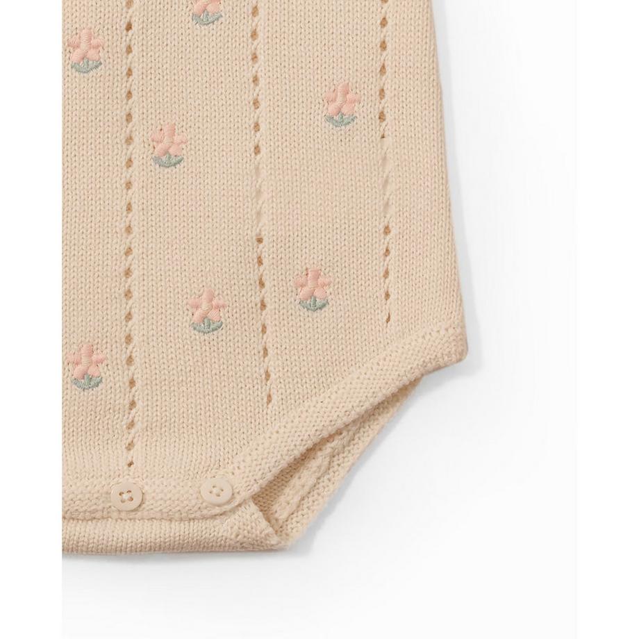 Sfera Gestrickter ärmelloser Jumpsuit Blumenstickerei  