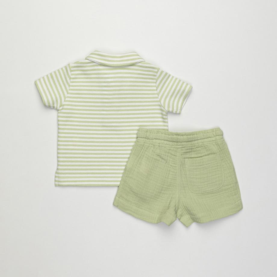 Manor Baby Set Top Polo a Righe e Shorts  
