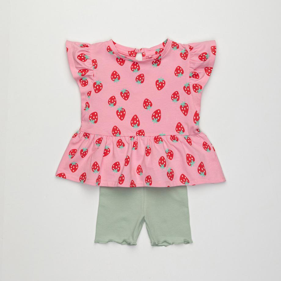 Manor Baby Ensemble T-shirt et short imprimé fraise  