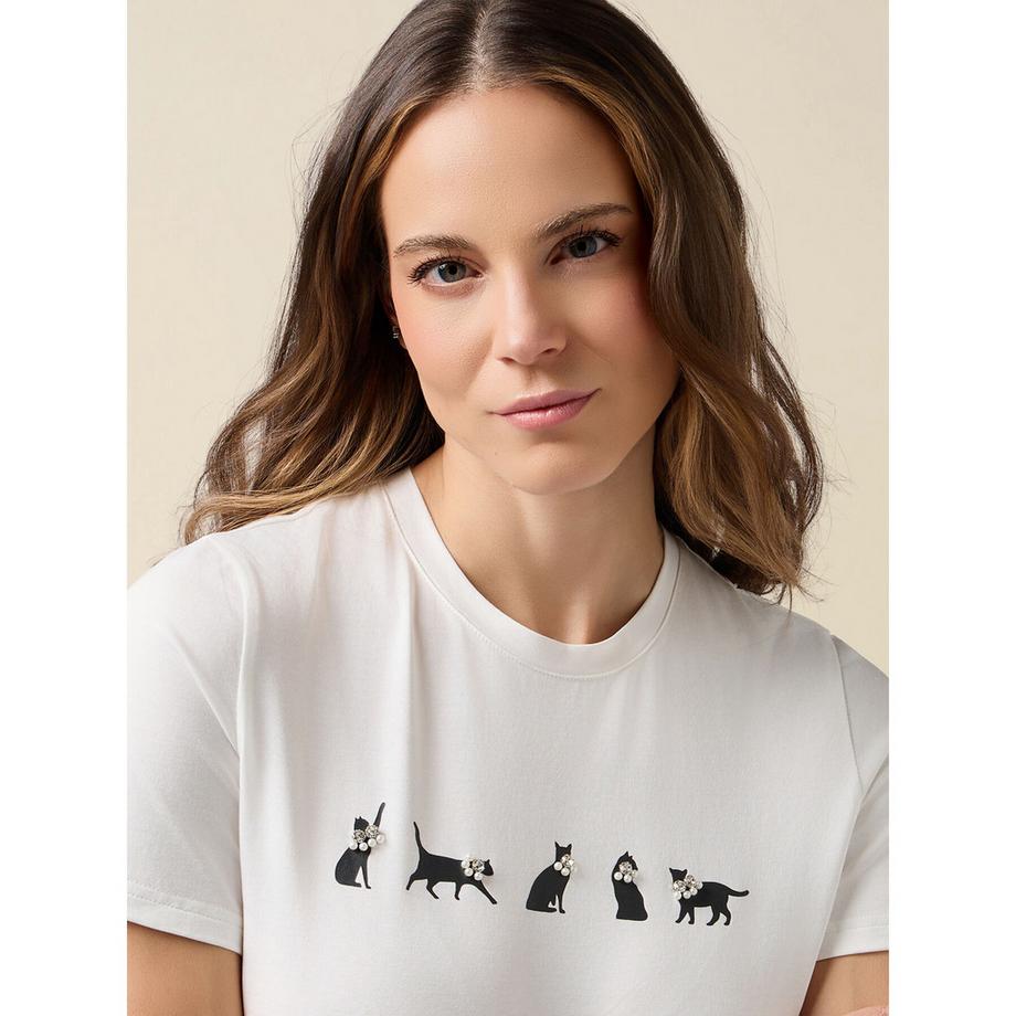 OLTRE T-shirt à manches courtes et col rond avec imprimé teckel  