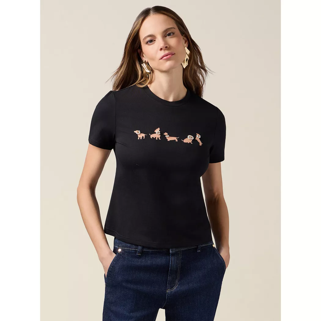 OLTRE - T-Shirt, für Damen, Black, Größe XL