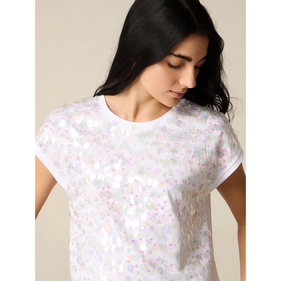 OLTRE Pailletten T-Shirt  