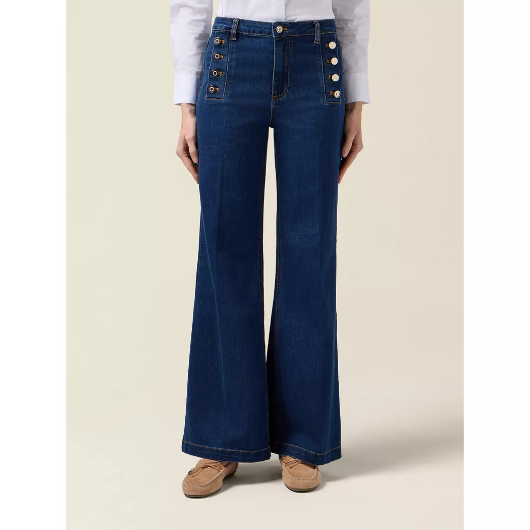 OLTRE - Jeans, für Damen, Blau Denim, Größe 46CH/52IT