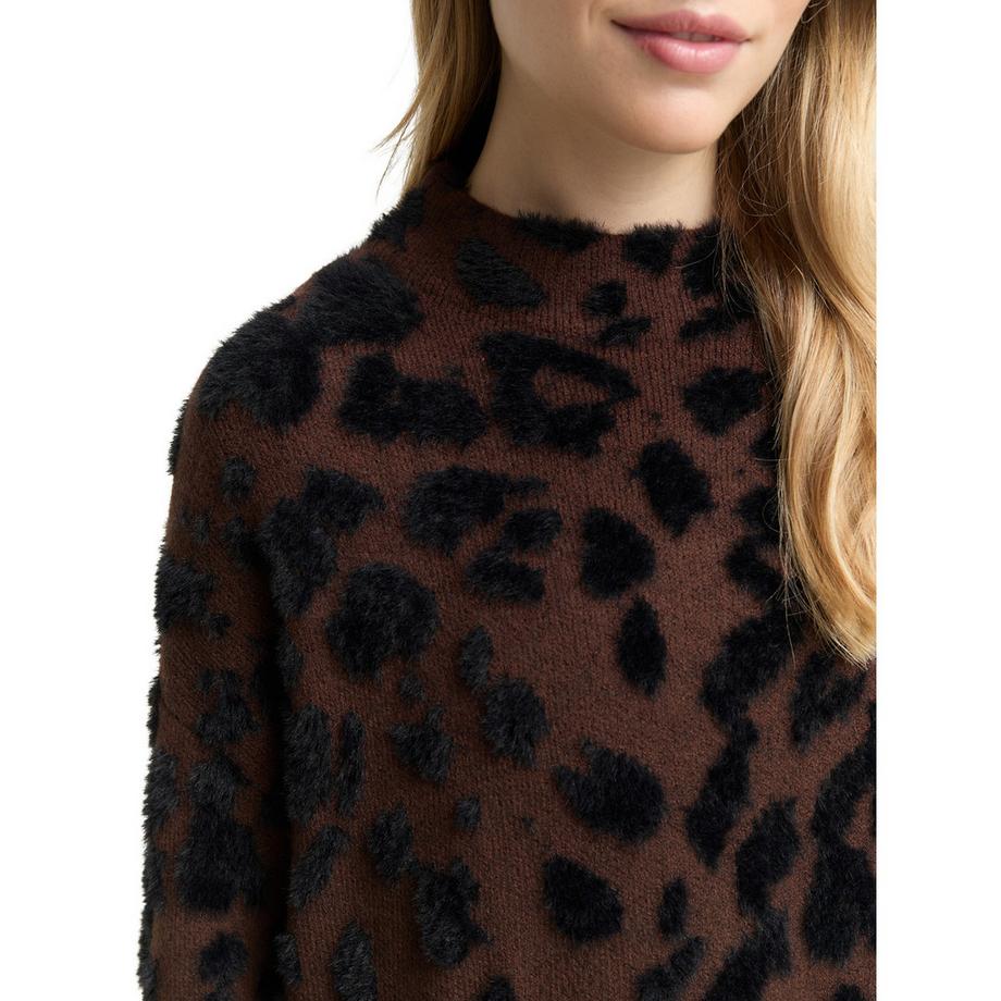 TOM TAILOR Pull Col Montant Imprimé Léopard  