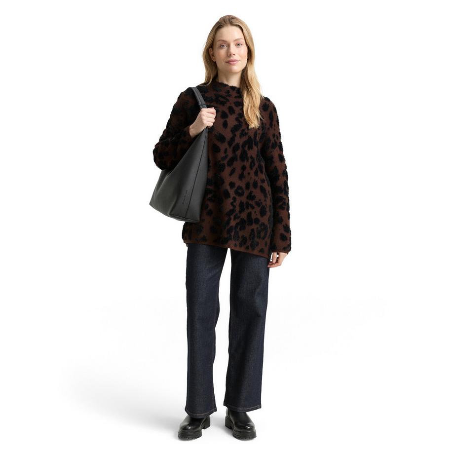 TOM TAILOR Pull Col Montant Imprimé Léopard  