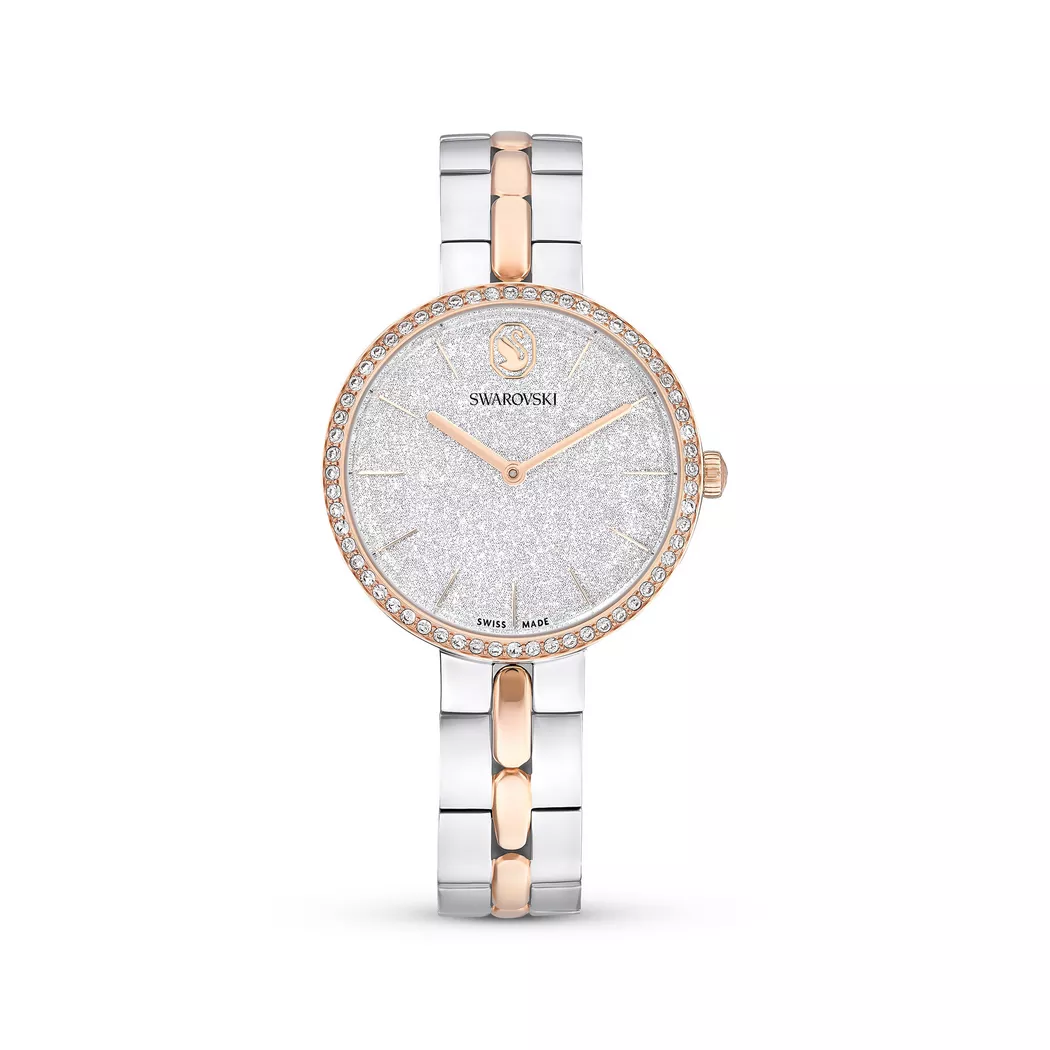 Quarzuhr SWAROVSKI "COSMOPOLITAN", silbergoldfarben, Armbanduhren, Damen, Quarzuhr, Armbanduhr, Damenuhr, Swiss Made, Edelstahlarmband, analog