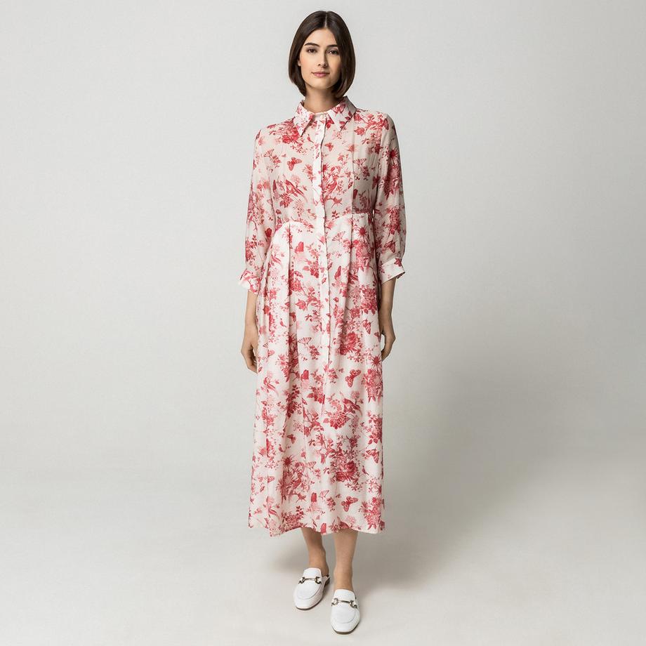 OLTRE Abito Camicia Midi Stampa Floreale  
