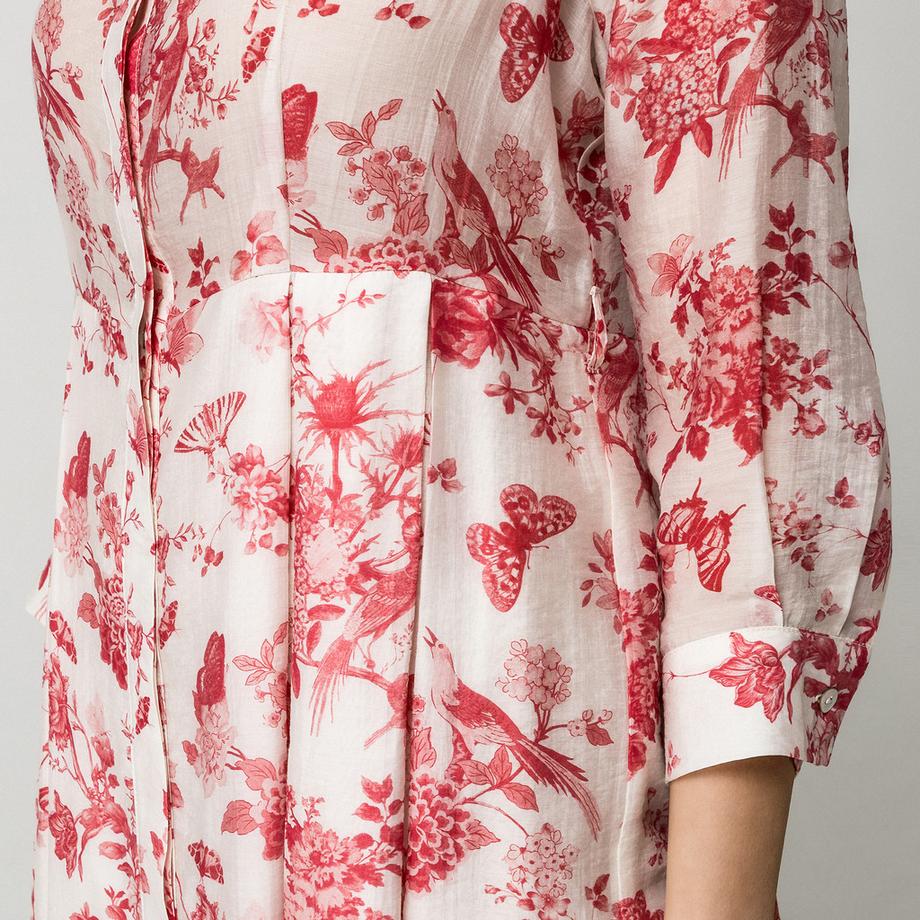 OLTRE Geblümtes Midi Hemdblusenkleid  