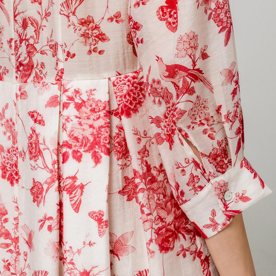 OLTRE Geblümtes Midi Hemdblusenkleid  