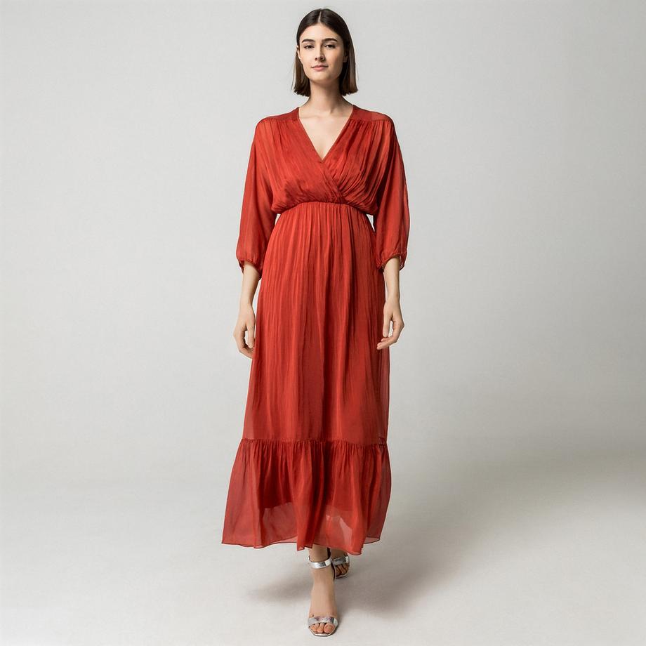 OLTRE Robe longue avec col en V  