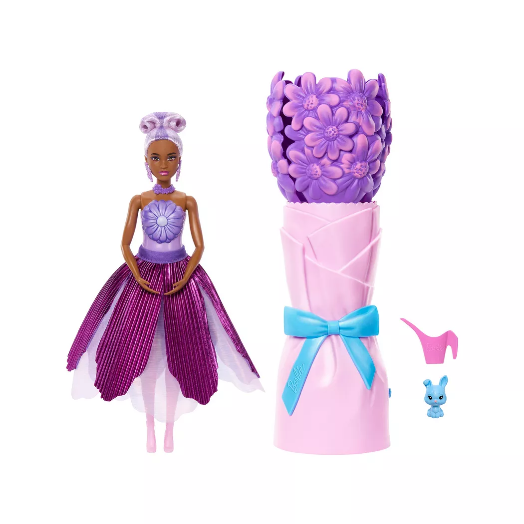 Barbie -  Flower Surprise Puppe - lila Gänseblümchen, Multicolor