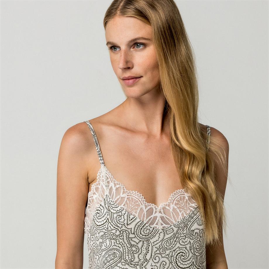 Manor Woman Nachthemd mit Paisley Print und Spitze  
