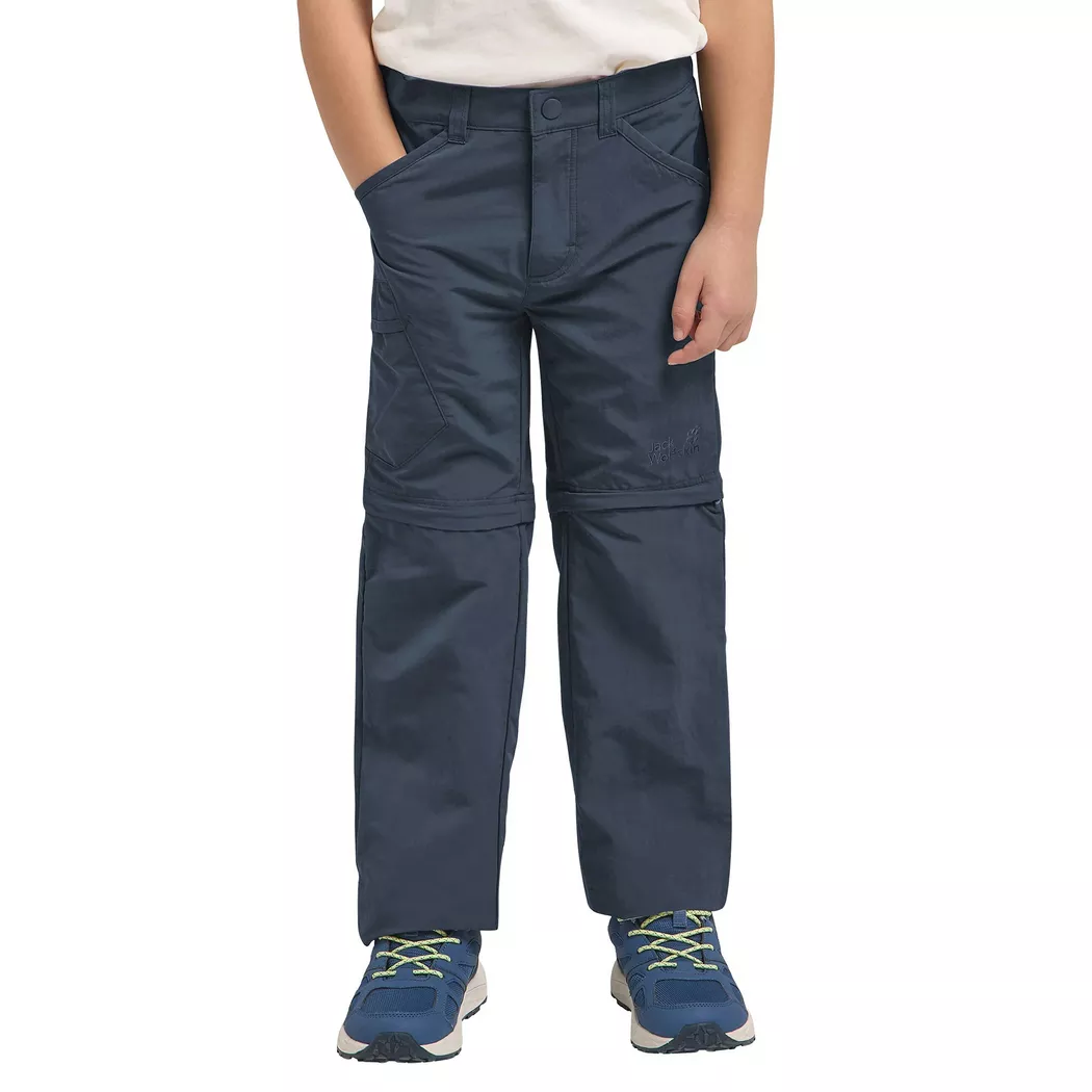 Zip-off-Hose JACK WOLFSKIN "SAFARI ZIP OFF PANTS K", Mädchen, Gr. 152, Normalgrößen, midnightsky, Obermaterial: 100% POLYAMID. Futter: 100% POLYESTER, Hosen