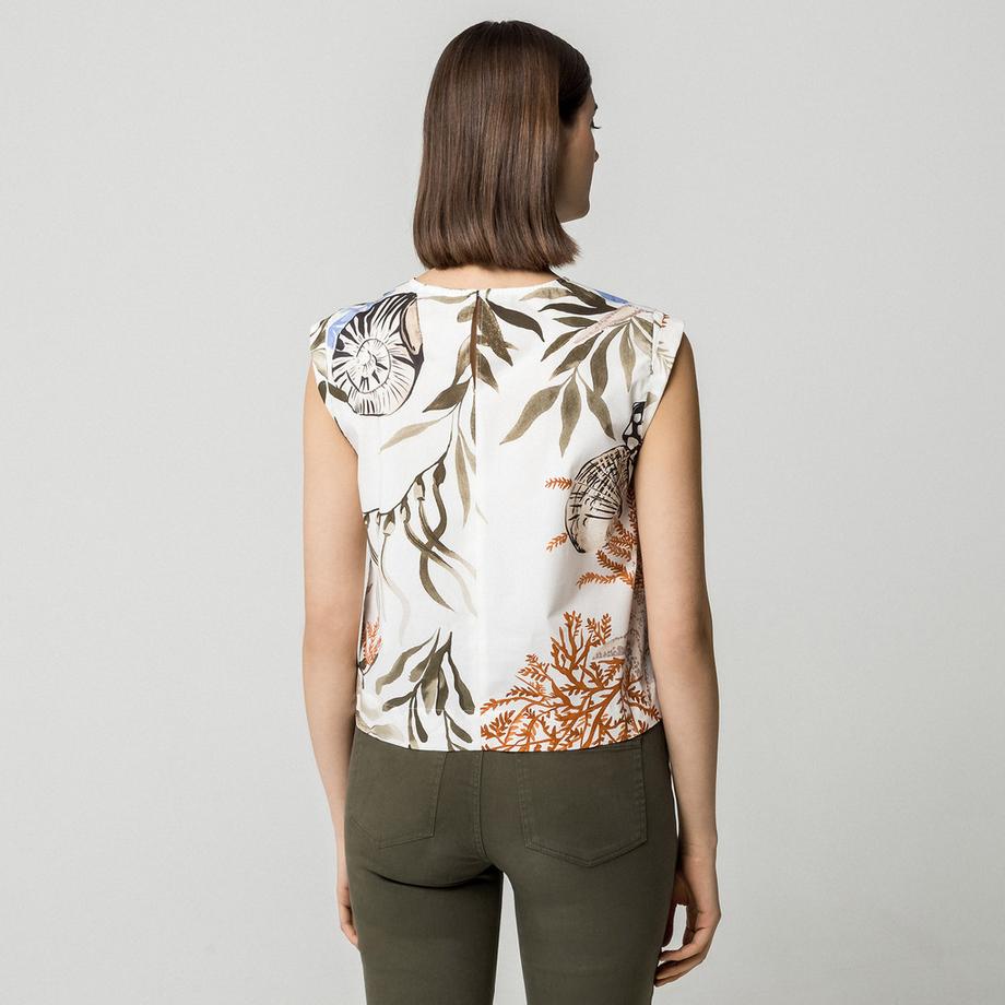 Marella MLLAFFINE T-shirt sans manches à col rond avec imprimé corail  