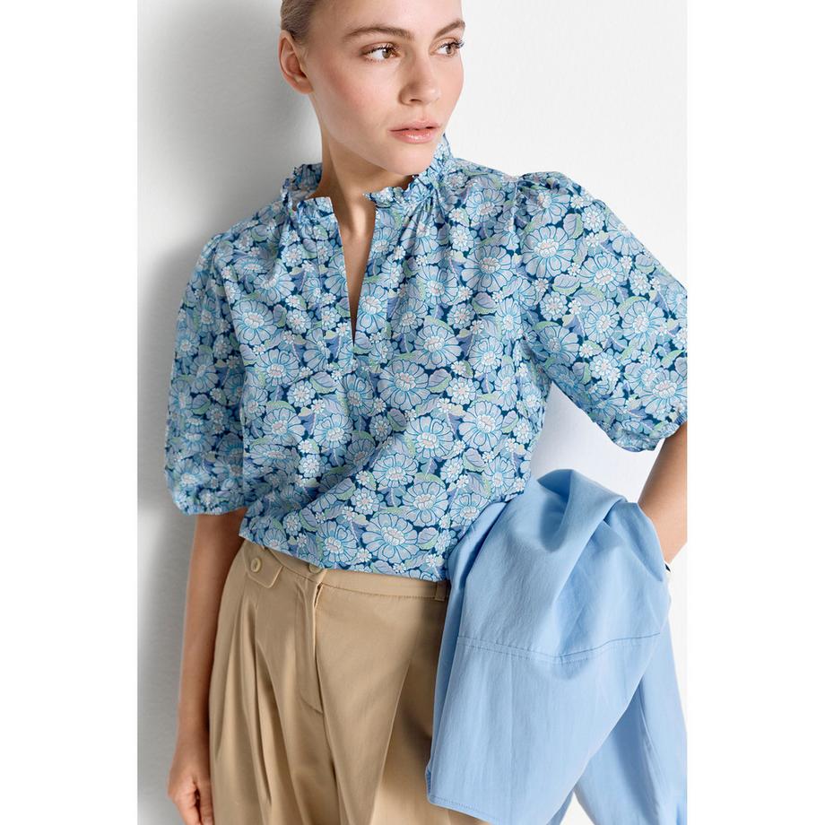 Rich & Royal Bluse mit Blumenmuster und Rüschenkragen  