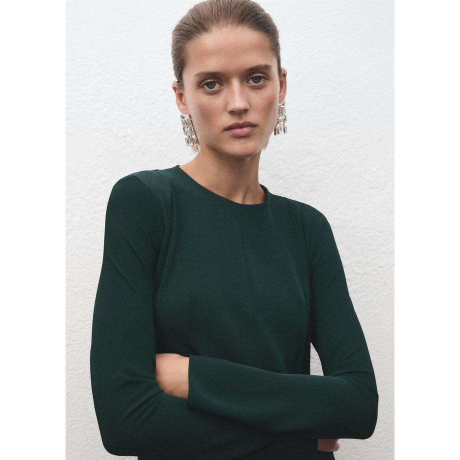 MANGO Ruby Langarm Flared Midikleid  