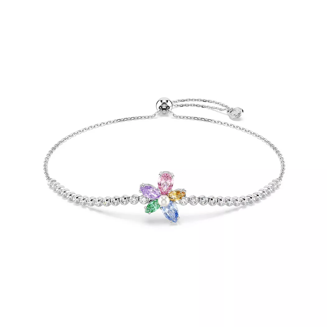 Armkette SWAROVSKI "Schmuck Geschenk Capsule Armband", metallfarben, kristallweiß, lila, pink, blau, grün, gelb, weiß, kristallweiß, lila, pink, blau, grün, gelb, Armbänder, Damen, Metall Perlen, Metall, Perlen, Armkette, mit Swarovski Kristall, Zirkonia 