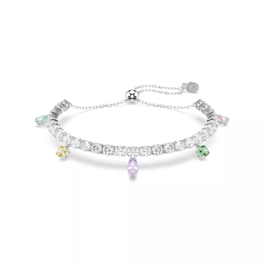 Armkette SWAROVSKI "Schmuck Geschenk Capsule Armband", metallfarben, kristallweiß, grün, gelb, lila, rosa, kristallweiß, grün, gelb, lila, rosa, Armbänder, Damen, Metall, Armkette, mit Swarovski Kristall, Zirkonia (synth.)
