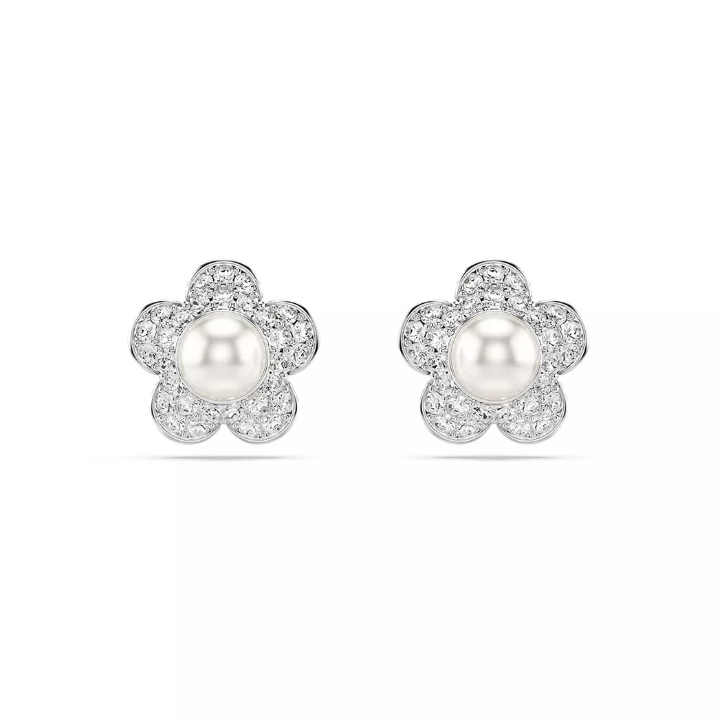 Paar Ohrstecker SWAROVSKI "Schmuck Geschenk 2026 CAPSULE Ohrringe Blume", metallfarben, kristallweiß, weiß, kristallweiß, Ohrringe, Damen, Metall Perlen, Metall, Perlen, mit Swarovski Kristall - mit Swarovski Perle 5