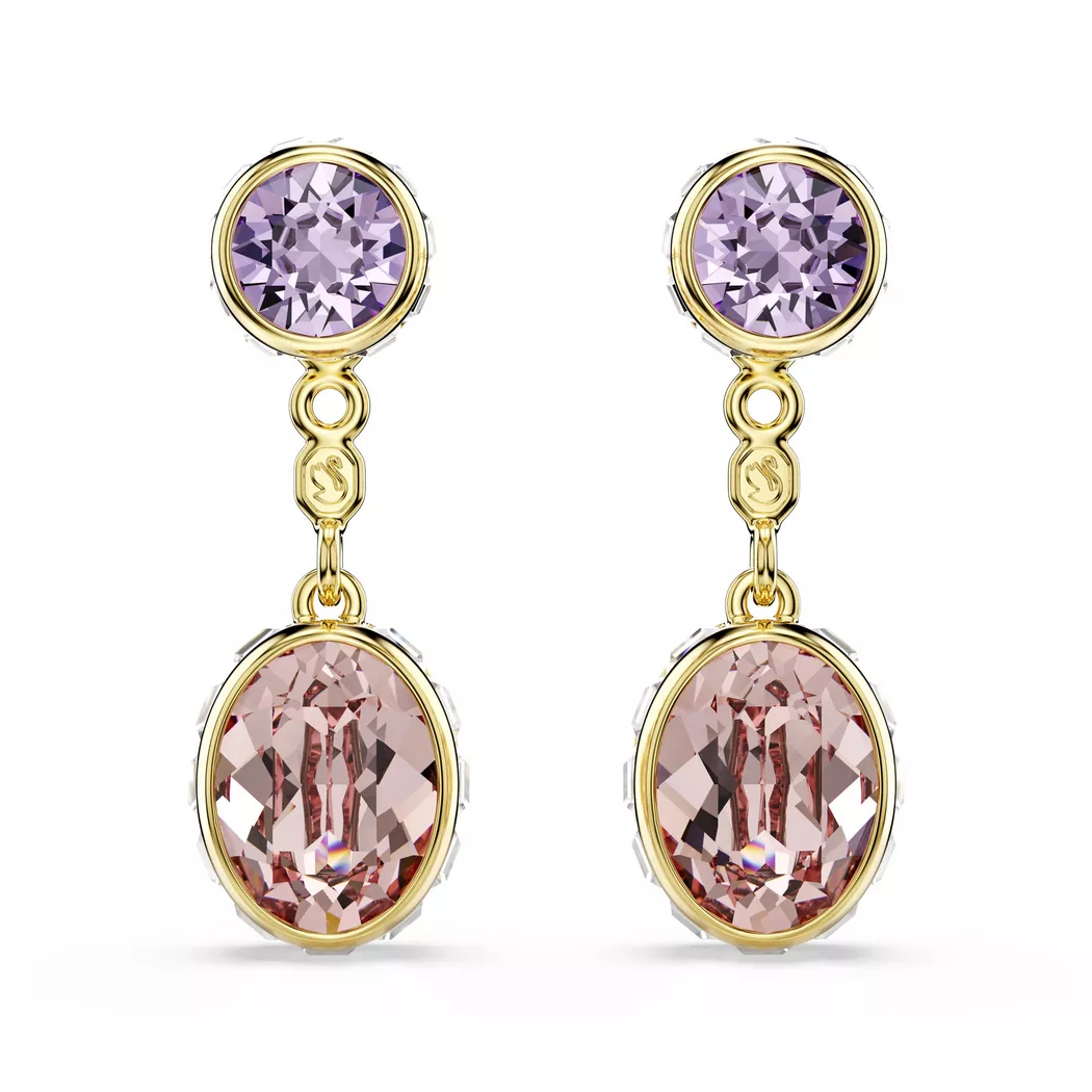 Paar Ohrstecker SWAROVSKI "Schmuck Geschenk Chroma Drop-Ohrhänger", gold (gelbgoldfarben, metallfarben, blau, grün, blau, grün), Ohrringe, Damen, Metall, mit Swarovski Kristall - Einhänger drehbar 4