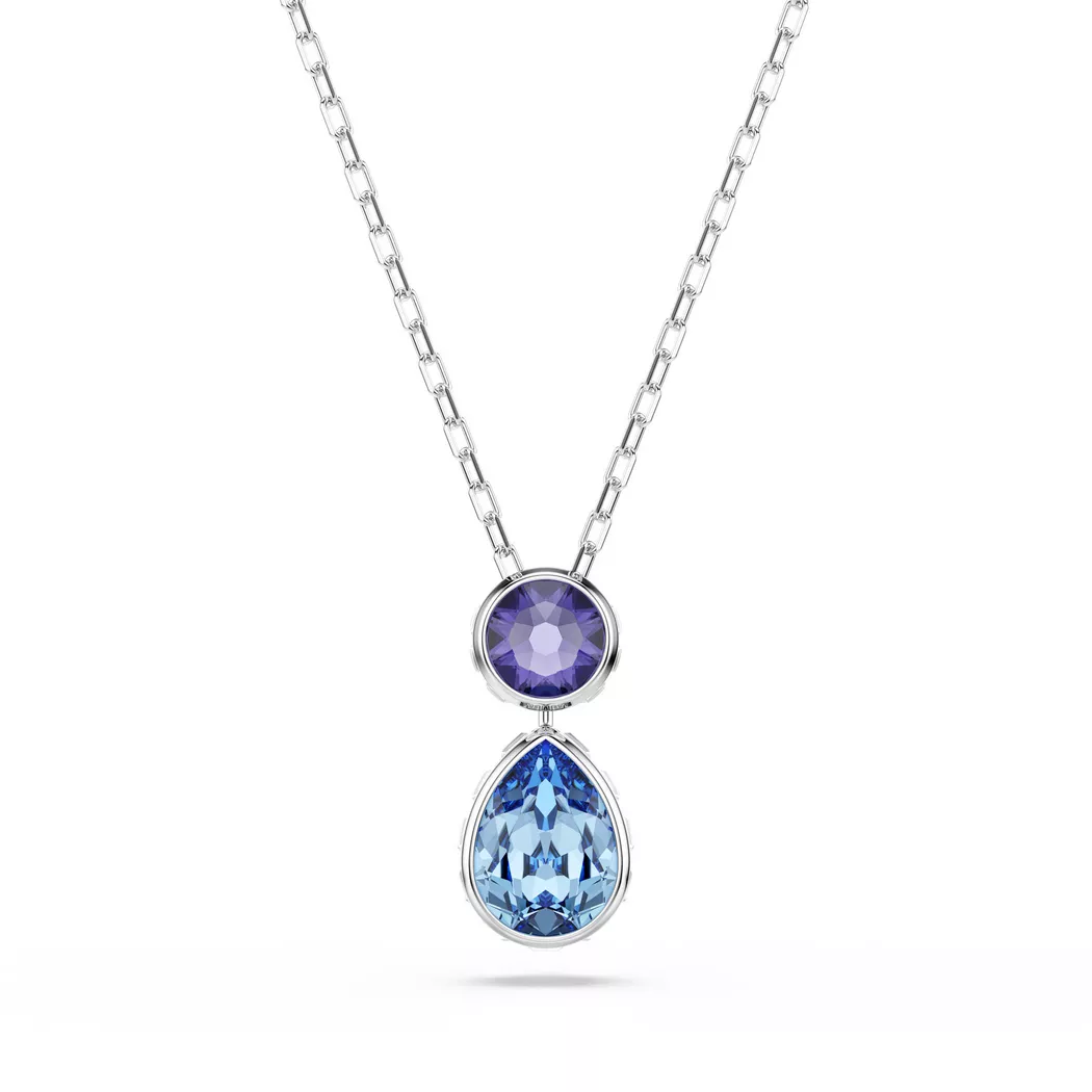 Kette mit Anhänger SWAROVSKI "Schmuck Geschenk Chroma Halskette", metallfarben, kristallweiß, lila, blau, Halsketten, Damen, Metall, mit Swarovski Kristall