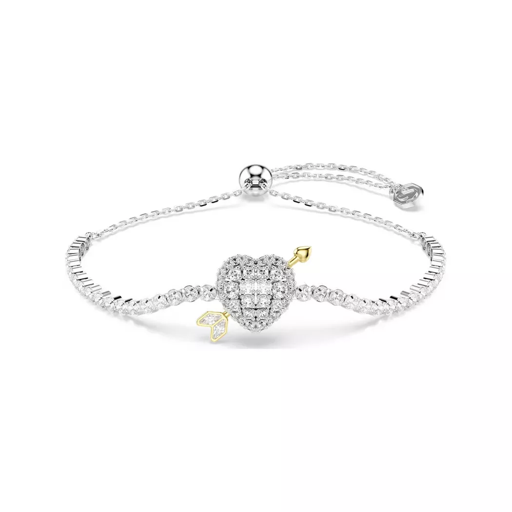 Armkette SWAROVSKI "Schmuck Geschenk Idyllia Armband", metallfarben, gelbgoldfarben, kristallweiß, kristallweiß, Armbänder, Damen, Metallmix, Armkette, mit Swarovski Kristall, Zirkonia (synth.)