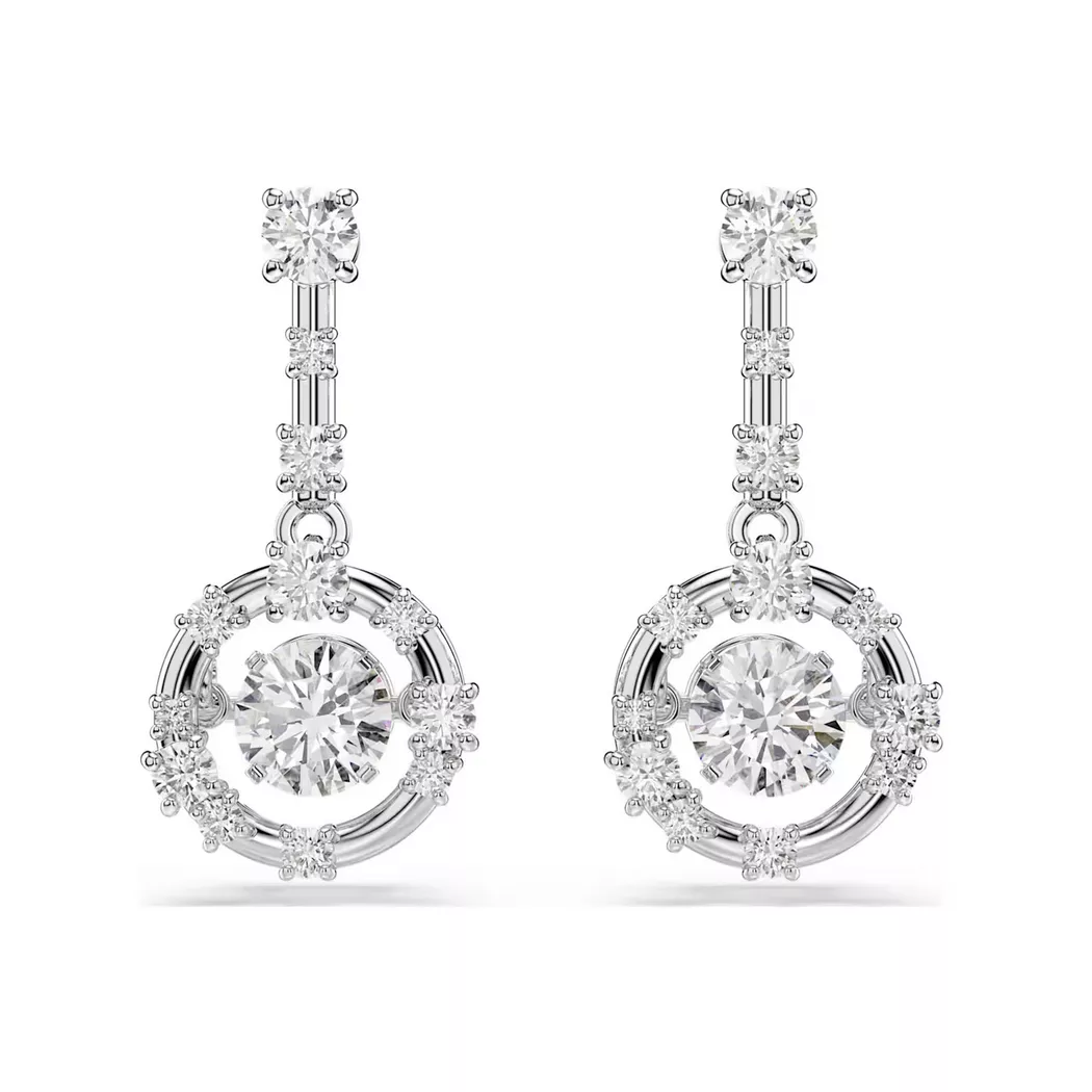 Paar Ohrstecker SWAROVSKI "Constella Pavé", silber (metallfarben, kristallweiß, kristallweiß), Ohrringe, Damen, 10,2mm, Metall, mit Swarovski Zirkonia (synth.) 2