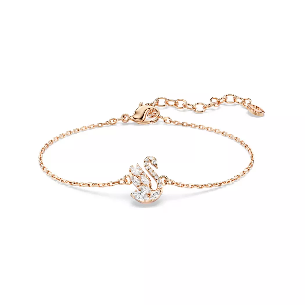 Armkette SWAROVSKI "Schmuck Geschenk Swan Armband", roségoldfarben, kristallweiß, kristallweiß, Armbänder, Damen, Metall, Armkette, mit Swarovski Kristall, Zirkonia (synth.)