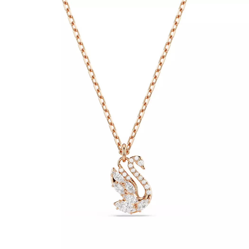 Swarovski - Halskette, Swan, 38cm, Roségoldfarben
