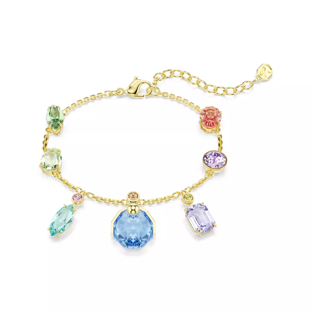 Armkette SWAROVSKI "Schmuck Geschenk Gema Armband", gelbgoldfarben, grün, blau, lila, rot, grün, blau, lila, rot, Armbänder, Damen, Metall, Armkette, mit Swarovski Kristall