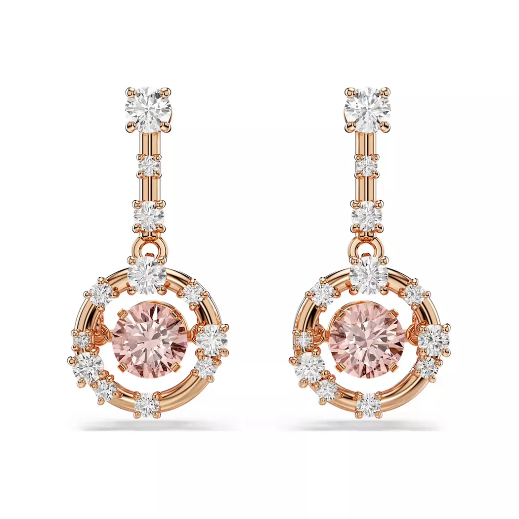 Paar Ohrhänger SWAROVSKI "Schmuck Geschenk Constella Ohrringe Dancing Stone", roségoldfarben, metallfarben, kristallweiß, rosa, kristallweiß, rosa, Ohrringe, Damen, Metall, mit Swarovski Kristall