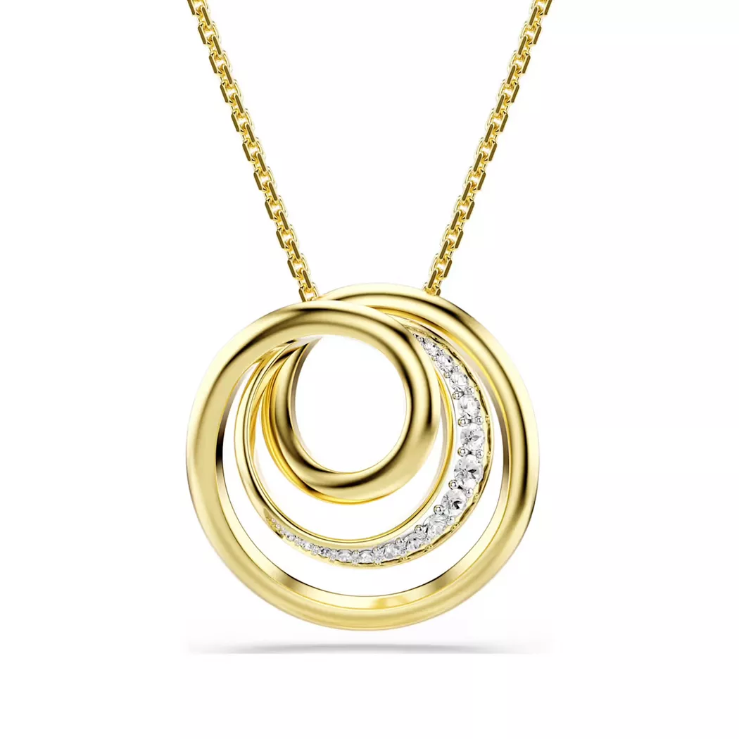 Kette mit Anhänger SWAROVSKI "Schmuck Geschenk Hyperbola Halskette", gelbgoldfarben, metallfarben, kristallweiß, Halsketten, Damen, Metall, mit Swarovski Kristall, Zirkonia (synth.)